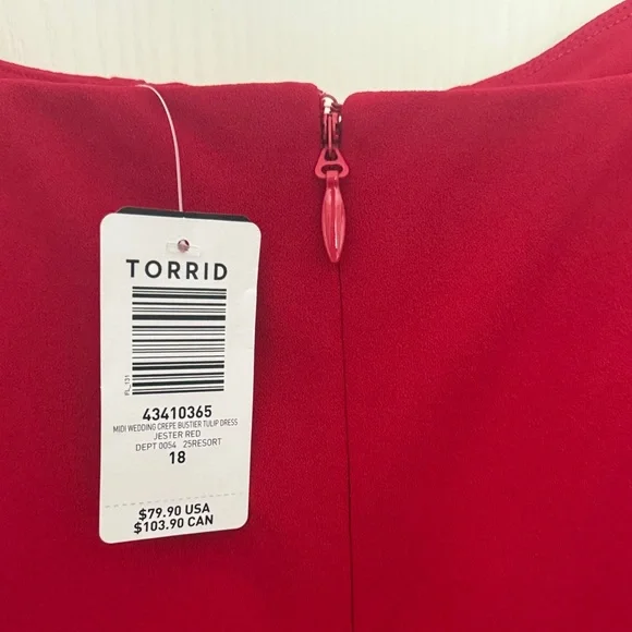 Elegant Red Women's Dress size 18 Torrid NWT - Picture 3 of 5